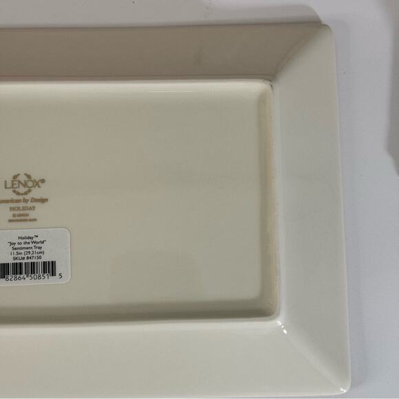 NIB Lenox Holiday Joy To The World Rectangular Sentiment Tray 11" Porcelain - Picture 7 of 14